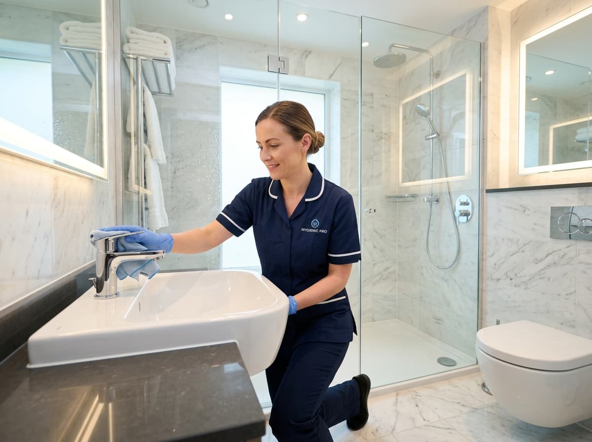 Hard water tap descaling and bathroom tile deep scrub in Ahmedabad