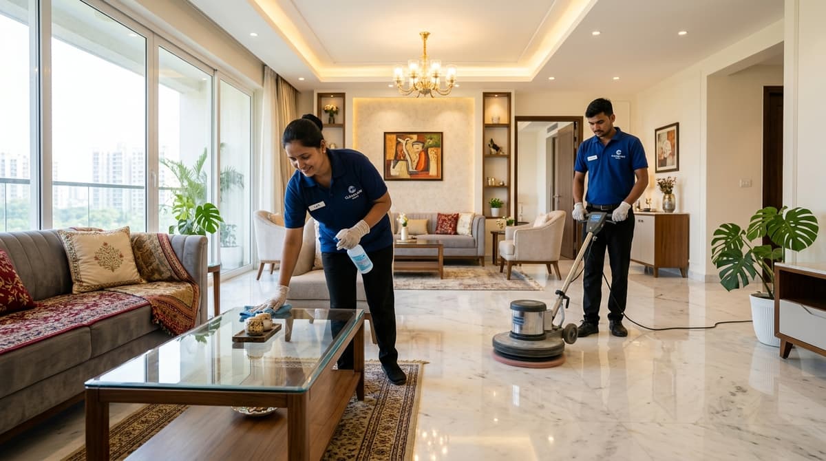 Full house deep cleaning and floor sanitization team in Ahmedabad