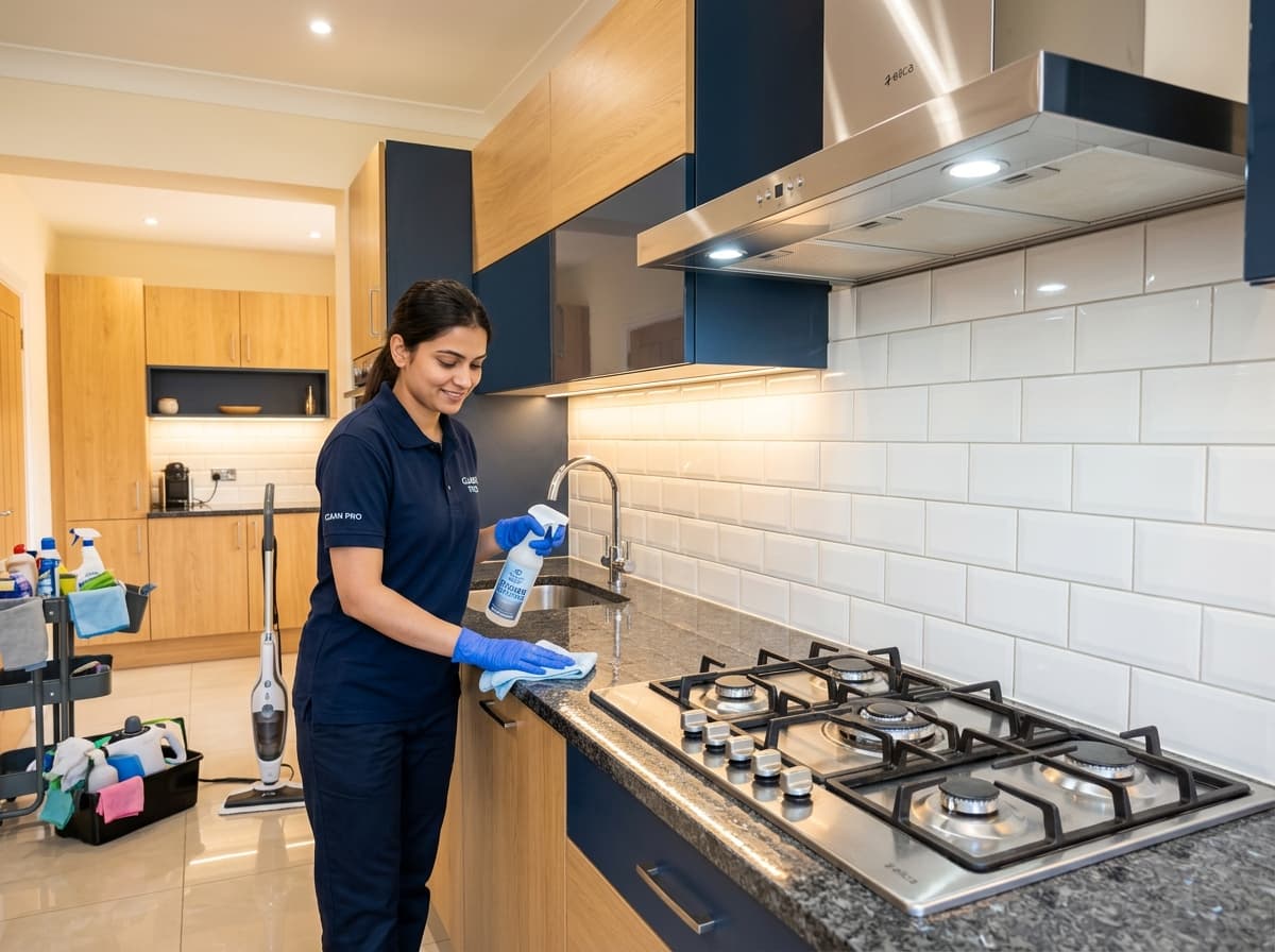 Kitchen chimney oil degreasing and tile scrubbing service in Ahmedabad